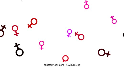 Light Pink vector pattern with feminism elements. Colorful illustration with gradient feminism shapes. Elegant design for wallpapers.