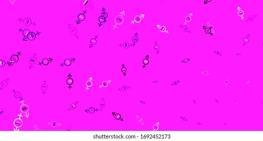Light Pink vector pattern with feminism elements. Colorful illustration with gradient feminism shapes. Best design to show the power of women.