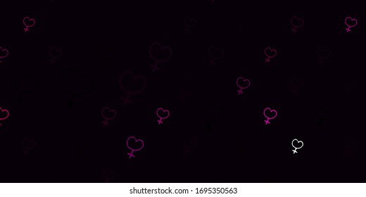 Light Pink vector pattern with feminism elements. Abstract illustration with a depiction of women's power. Design for International Women’s Day.