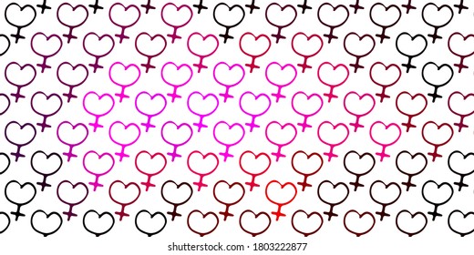 Light Pink vector pattern with feminism elements. Abstract illustration with a depiction of women's power. Elegant design for wallpapers.