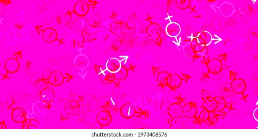 Light Pink vector pattern with feminism elements. Abstract illustration with a depiction of women's power. Best design to show the power of women.