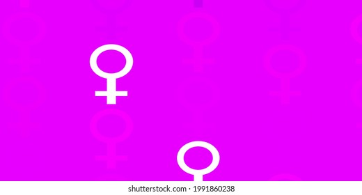 Light Pink vector pattern with feminism elements. Colorful feminism symbols with a gradient in modern style. Best design for your business.