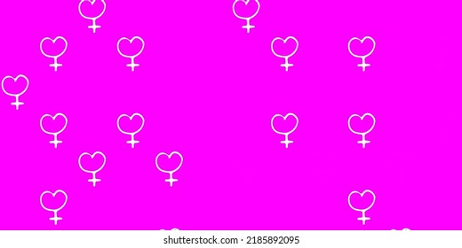 Light Pink vector pattern with feminism elements. Colorful feminism symbols with a gradient in modern style. Background for International Women Day.