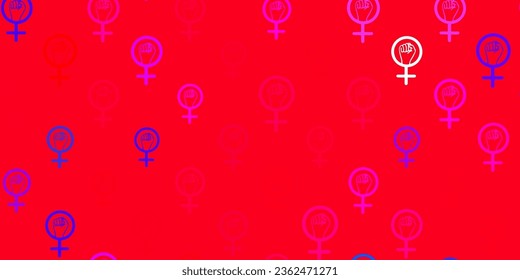 Light Pink vector pattern with feminism elements. Simple design in abstract style with women rights activism. Simple design for your web site.