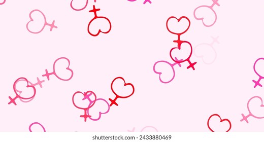 Light Pink vector pattern with feminism elements. Colorful illustration with gradient feminism shapes. Background for International Women’s Day.