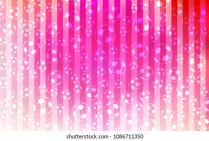 Light Pink vector pattern with football balls. Glitteral colorful illustration with abstract soccer balls. Design for posters, banners of sports competitions.