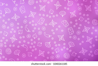 Light Pink vector pattern with fresh ingredients. Fast Food on blurred abstract background with colorful gradient. Design for ad, poster, banner of cafes or restaurants.