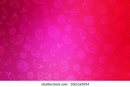 Light Pink vector pattern with fresh ingredients. Illustration with set of fresh food in doodle style. Pattern for ads of breakfast, lunch, dinner.