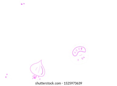 Light Pink vector pattern with fresh ingredients. Glitter abstract sketch with gourmet food. Template for meal cooking in kitchen.