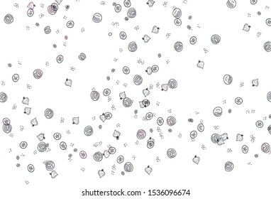 Light Pink vector pattern with fresh ingredients. Colorful decorative design of snacks in doodle style. Pattern for menu of cafes, bars, restaurants.