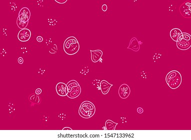 Light Pink vector pattern with fresh ingredients. Colorful decorative design of snacks in doodle style. Pattern for menu of cafes, bars, restaurants.