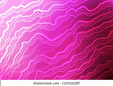 Light Pink vector pattern with lines, ovals. Shining illustration, which consist of blurred lines, circles. A completely new template for your business design.