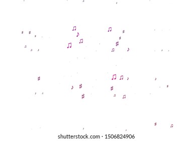 Light Pink vector pattern with music elements. Modern abstract illustration with melody keys. Pattern for websites of musitians.