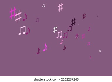 Light Pink vector pattern with music elements. Abstract illustration with colorful symbols of melody. Pattern for school ad, booklets.