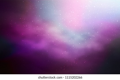 Light Pink vector pattern with night sky stars. Shining colored illustration with bright astronomical stars. Pattern for astronomy websites.