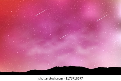 Light Pink vector pattern with night sky stars. Shining colored illustration with bright astronomical stars. Pattern for astronomy websites.