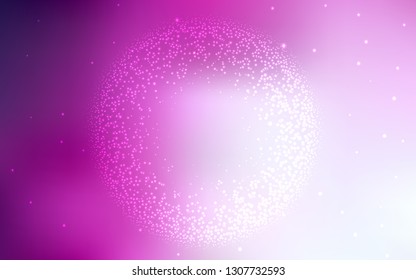 Light Pink vector pattern with night sky stars. Shining illustration with sky stars on abstract template. Template for cosmic backgrounds.
