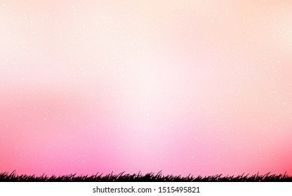 Light Pink vector pattern with night sky stars. Space stars on blurred abstract background with gradient. Template for cosmic backgrounds.