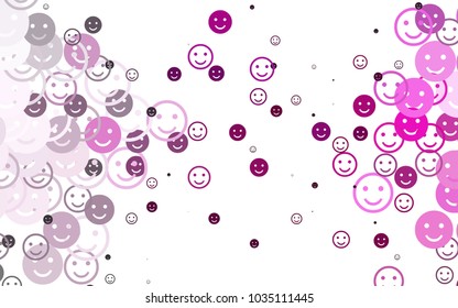 Light Pink vector pattern with positive smiles. Colorful gradient Smiles on white background. Pattern for parties, gifts, congratulations.