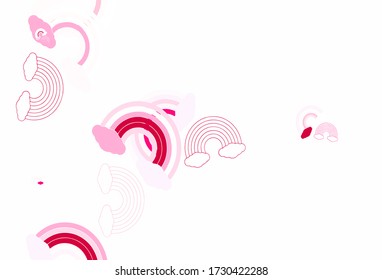 Light Pink vector pattern with rainbow elements. Abstract illustration with gradient rainbow shapes. Sample for your child design.