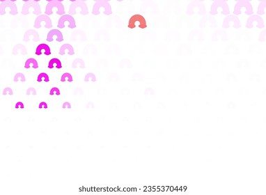 Light Pink vector pattern with rainbow elements. Decorative illustration with rainbow, cloud shapes. Best design happy events.