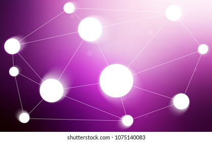 Light Pink vector pattern with spheres, triangles. Design with connection of dots and lines on colorful background. Pattern can be used for beautiful websites.