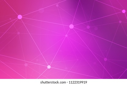 Light Pink vector pattern with spheres, triangles. Design with connection of dots and lines on colorful background. Completely new template for your brand book.