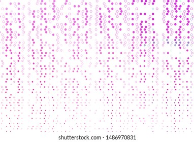 Light Pink vector pattern with spheres. Glitter abstract illustration with blurred drops of rain. Template for your brand book.