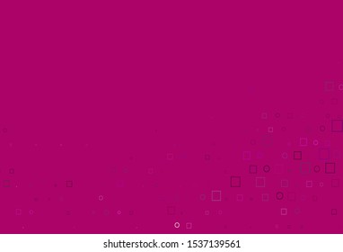 Light Pink vector pattern with spheres, squares. Colorful gradient with circles, rectangles on abstract backdrop. Pattern for ads, leaflets.