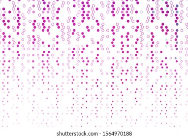 Light Pink vector pattern with spheres. Glitter abstract illustration with blurred drops of rain. Template for your brand book.