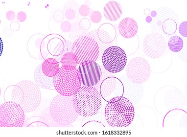 Light Pink vector pattern with spheres. Blurred bubbles on abstract background with colorful gradient. Design for your business advert.