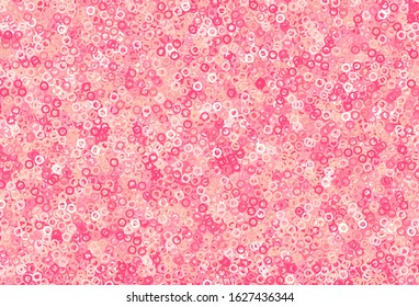 Light Pink vector pattern with spheres. Glitter abstract illustration with blurred drops of rain. New template for your brand book.