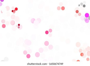 Light Pink vector pattern with spheres. Glitter abstract illustration with blurred drops of rain. Pattern for beautiful websites.