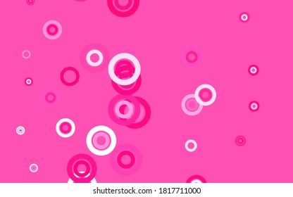 Patrón vectorial rosa claro con esferas. Ilustración con un conjunto de círculos abstractos de colores brillantes. Patrón para texturas de papel pintado.