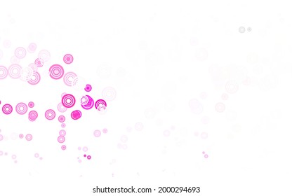 Light Pink vector pattern with spheres. Blurred decorative design in abstract style with bubbles. Pattern for futuristic ad, booklets.