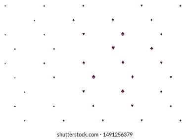 Light Pink vector pattern with symbol of cards. Blurred decorative design of hearts, spades, clubs, diamonds. Smart design for your business advert of casinos.
