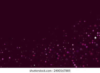 Light Pink vector pattern with symbol of cards. Glitter abstract sketch with isolated symbols of playing cards. Smart design for your business advert of casinos.