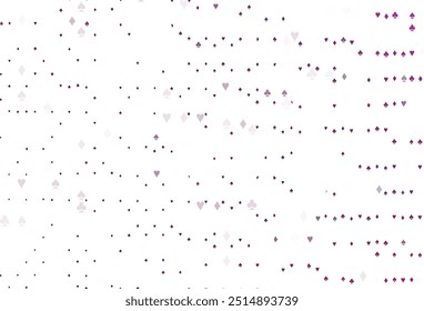 Light Pink vector pattern with symbol of cards. Illustration with set of hearts, spades, clubs, diamonds. Pattern for leaflets of poker games, events.