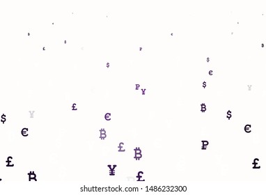 Light Pink vector pattern with symbols of currency. Modern abstract illustration with symbols of digital money. Pattern for bank ads, posters, banners.
