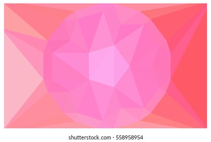 Light Pink vector polygonal illustration, which consist of triangles with a gemstone in center. Triangular design of a huge diamond for your business. Creative geometric background of gems.