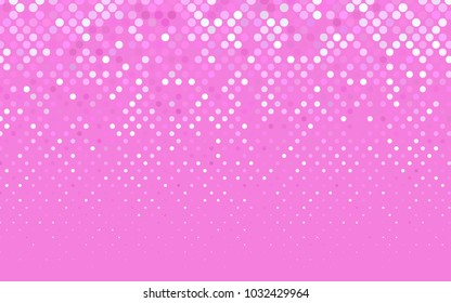 Light Pink vector red banner with set of circles, dots. Donuts Background. Creative Design Template. Technological halftone illustration.