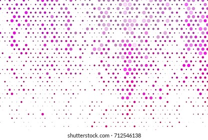Light Pink vector red banner with set of circles, dots. Donuts Background. Creative Design Template. Technological halftone illustration.