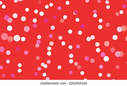 Light Pink vector red pattern of geometric circles, shapes. Colorful mosaic banner. Geometric background with colored disks.