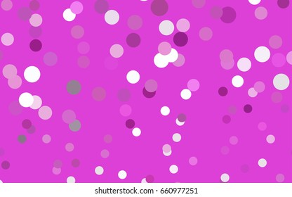 Light Pink vector red pattern of geometric circles, shapes. Colorful mosaic banner. Geometric background with colored disks.