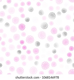 Light Pink vector seamless abstract doodle wallpaper. Brand-new colored illustration in blurry style with flowers. Doodle design can be used for your web site.