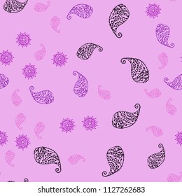 Light Pink vector seamless abstract pattern with leaves and flowers. Illustration with doodles on abstract template. Pattern for colorful books and pages for kids.