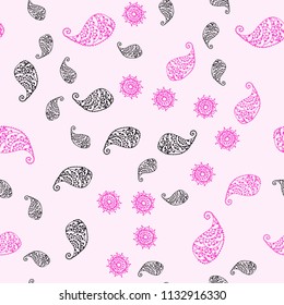 Light Pink vector seamless abstract backdrop with leaves and flowers. Shining colored illustration with leaves and flowers. A new texture for your wallpaper design.