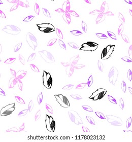 Light Pink vector seamless abstract design with leaves. An elegant bright illustration with leaves in Natural style. Design for textile, fabric, wallpapers.