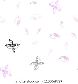 Light Pink vector seamless abstract design with leaves. New colorful illustration in doodle style with leaves. Design for textile, fabric, wallpapers.