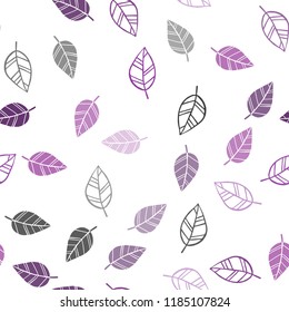 Light Pink vector seamless abstract backdrop with leaves. A vague abstract illustration with leaves in doodles style. Pattern for design of window blinds, curtains.